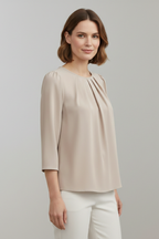 Women’s Blouse with Pleated Front and Long Sleeves