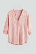 Women’s Blouse with Round Neck and Button Closure