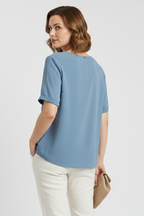 Women’s Blouse with Round Neck and Side Buttons