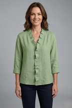 Women’s Blouse with Ruffle Neckline and Long Sleeves