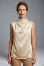 Women’s Blouse with Sleeveless Design and Lightweight Fabric
