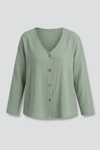Women’s Blouse with V-Neck and Button Fastening
