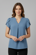 Women’s Blouse with V-Neck and Short Sleeves