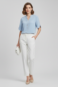 Women’s Blouse with V-Neck and Short Sleeves