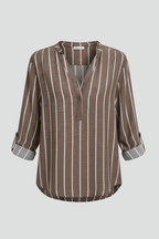 Women’s Blouse with V-Neck and Stripe Pattern