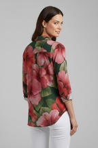 Women’s Blouse with V-Neckline and Printed Surface