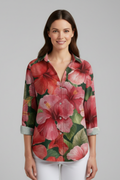 Women’s Blouse with V-Neckline and Printed Surface
