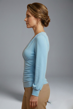 Women’s Blouse with V Neckline and Ruched Waist