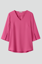 Women’s Blouse with V Neckline and Short Sleeves
