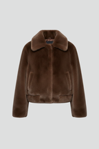 Women’s Bomber Jacket with Faux Fur and Side Pockets