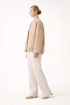 Women’s Bomber Jacket with Front Closure and Functional Pockets