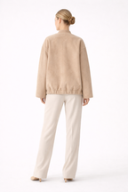 Women’s Bomber Jacket with Front Closure and Functional Pockets