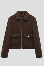 Women’s Bomber Jacket with Lapel Collar and Zip Fastening