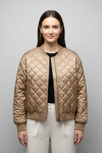 Women’s Bomber Jacket with Quilted Pattern and Elasticated Cuffs