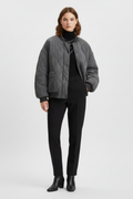 Women’s Bomber Jacket with Snap Closure and Quilted Surface