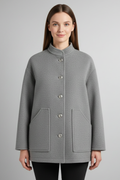 Women’s Bomber Jacket with Snap Closure and Ribbed Finishes