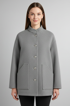 Women’s Bomber Jacket with Snap Closure and Ribbed Finishes