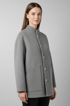 Women’s Bomber Jacket with Snap Closure and Ribbed Finishes