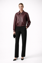Women’s Bomber Jacket with Zip Closure and Elasticated Hem