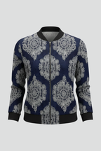 Women’s Bomber Jacket with Zip Closure and Floral Print