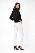 Women’s Bomber Jacket with Zip Closure and Ribbed Edges