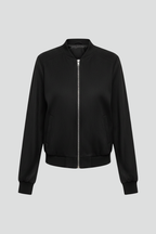 Women’s Bomber Jacket with Zip Closure and Ribbed Edges