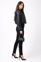 Women’s Bomber Jacket with Zipper Closure and Elasticated Sleeves