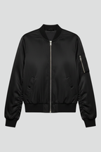 Women’s Bomber Jacket with Zipper Closure and Ribbed Details