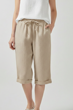 Women’s Capri Shorts with Elastic Waist and Side Pockets