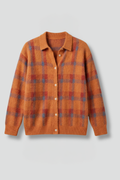 Women’s Cardigan Jumper with Button Closure and Check Pattern