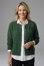 Women’s Cardigan with Button Fastening and Chest Pocket
