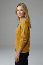 Women’s Cardigan with Button Fastening and Chest Pocket