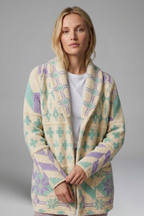 Women’s Cardigan with Button Fastening and Patterned Knit Surface