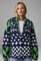 Women’s Cardigan with Button Fastening and Patterned Knit Surface