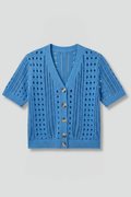Women’s Cardigan with Hollow Knit and Short Sleeves