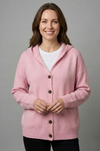 Women’s Cardigan with Hood and Button Fastening