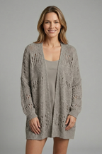 Women’s Cardigan with Open Front and Long Sleeves