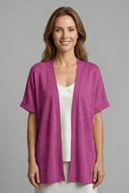 Women’s Cardigan with Open Front and Short Sleeves
