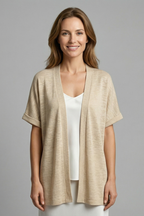 Women’s Cardigan with Open Front and Short Sleeves