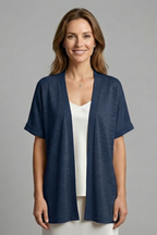 Women’s Cardigan with Open Front and Short Sleeves