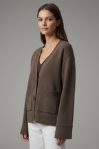 Women’s Cardigan with V-Neckline and Patch Pockets