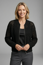 Women’s Cardigan with Zip and Cut-Out Surface