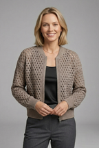 Women’s Cardigan with Zip and Cut-Out Surface