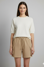 Women’s Cargo Shorts with Elastic Waist and Flap Pockets