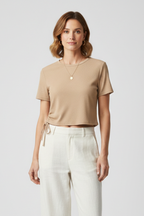 Women’s Crop T-Shirt with Side Ruching and Ties