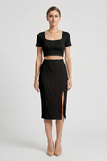 Women’s Crop Top and Maxi Skirt with Square Neck and Side Slit