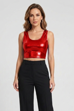 Women’s Crop Top with Round Neck and Sleeveless Cut