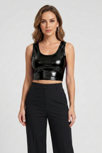 Women’s Crop Top with Round Neck and Sleeveless Cut