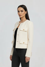 Women’s Cropped Jacket with Button Front