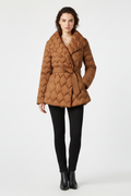 Women’s Down Coat with Belted Waist and Deep Pockets